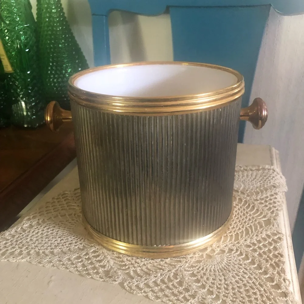Vintage Brass & Silver Metal Ice Bucket